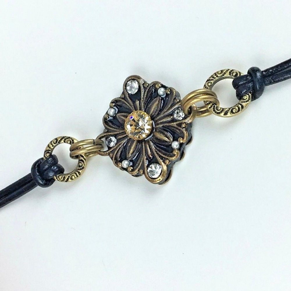 Michal Golan  Leather Flower Bracelet